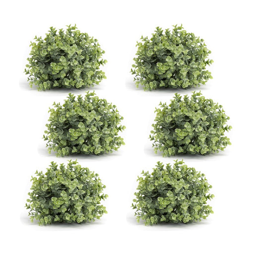 Melrose Spring 8" Boxwood Foliage Half Orb, Set of 6, Green/White - 78659DS