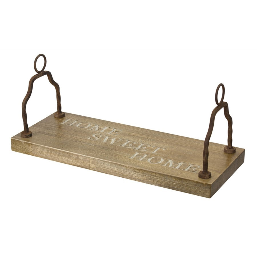 Melrose Home Sweet Home Wood Garden Swing/Metal Handles 23.5"L, Brown - 78744DS