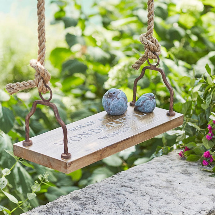 Melrose What a Wonderful World Wood Garden Swing/Metal Handles 23.5"L