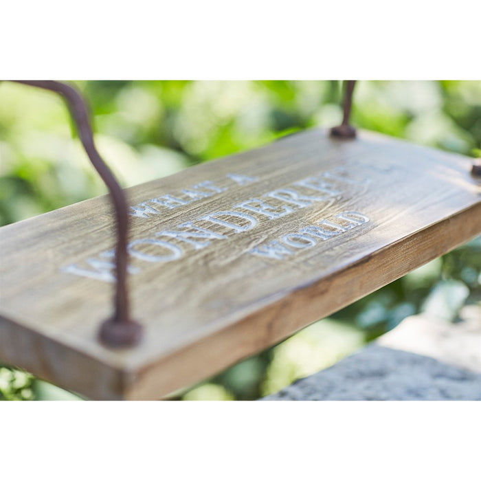 Melrose What a Wonderful World Wood Garden Swing/Metal Handles 23.5"L
