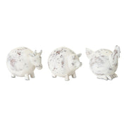 Melrose Weathered Stone Farm Animal Figurine, Set of 3, White - 78749DS