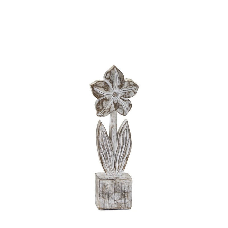 Melrose White Washed Potted Floral Sculpture/Set-3, Grey/White/Brown