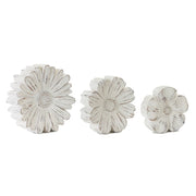Melrose White Washed Stone Flower Decor (Set of 3), Beige/Brown - 78751DS