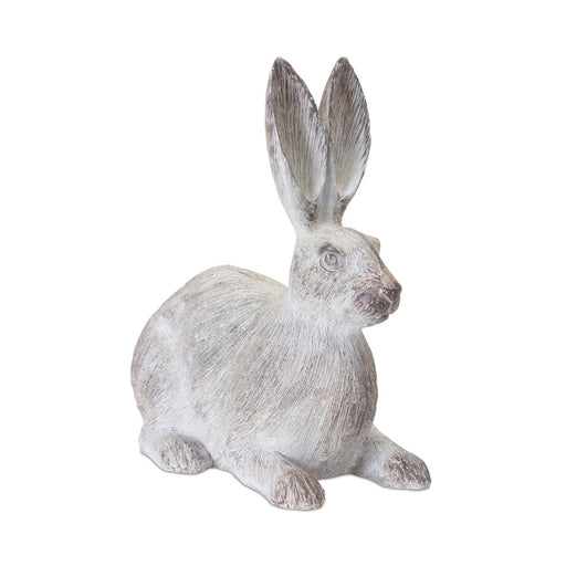 Melrose International Washed Rabbit Statue, Set of 2, Grey/White