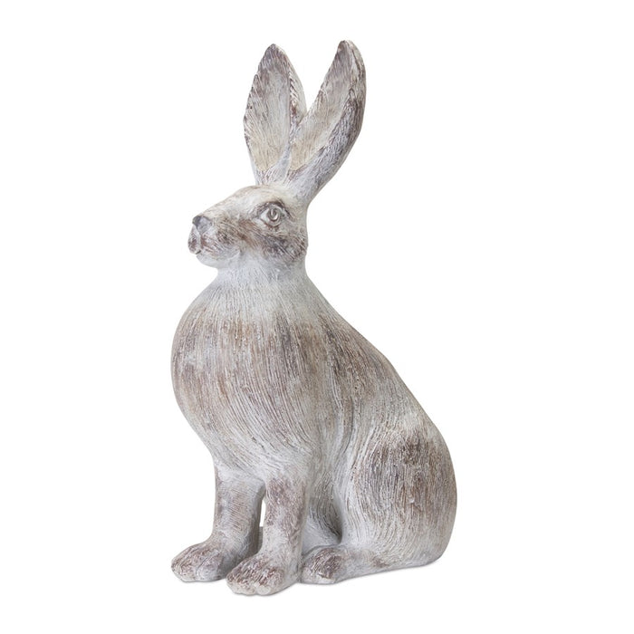Melrose International Washed Rabbit Statue, Set of 2, Grey/White
