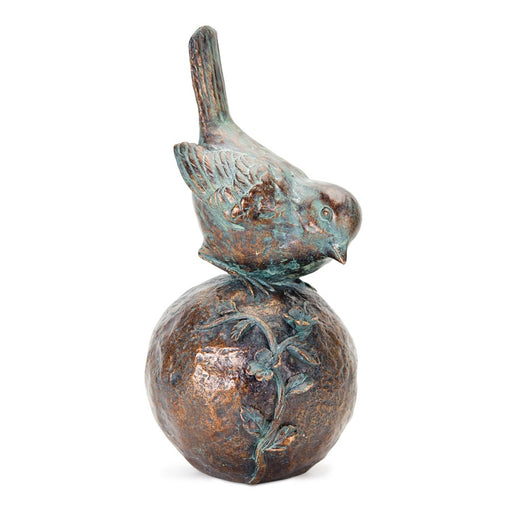 Melrose Perched Bird on Orb/Brz(Set of 2), Brz/Blue/Brown