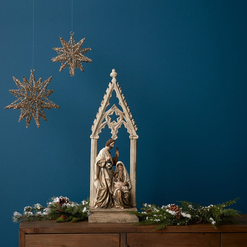 Melrose Holy Family Nativity Arch/Gold 23.25"H, Brown/White/CoppeRed