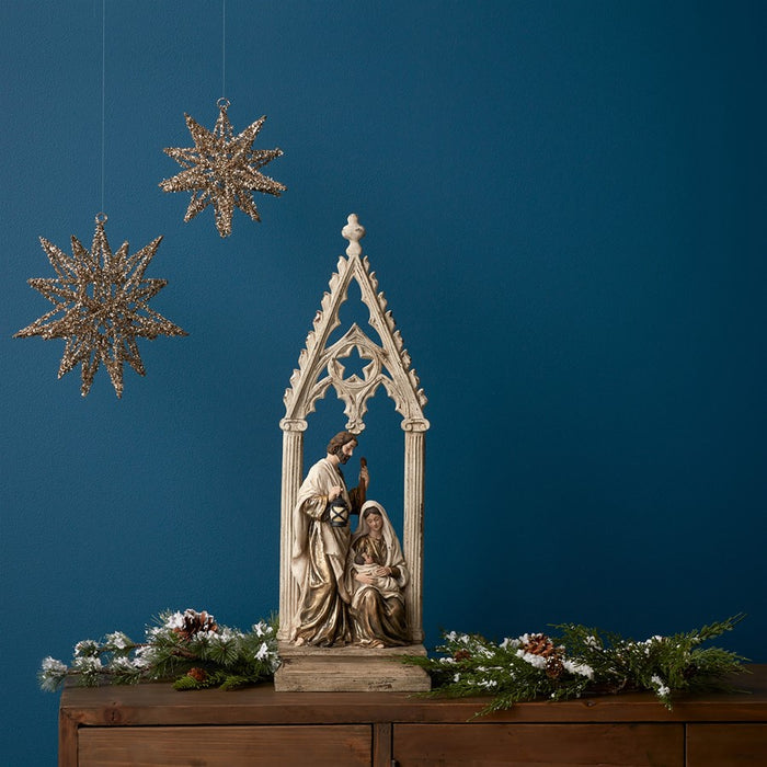 Melrose Holy Family Nativity Arch/Gold 23.25"H, Brown/White/CoppeRed