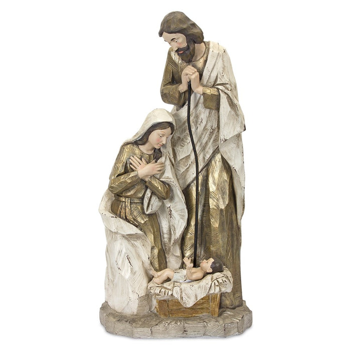 Melrose Holy Family Nativity Scene/Gold 23.25"H, Brown/White/Gold - 80015DS