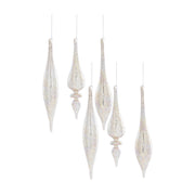 Melrose Glass Drop Ornament, Set of 6, Champagne/Gold/Silver - 80085DS