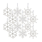 Melrose Jeweled Snowflake/Ribbon Hanger, Set of 12, Silver/CleaRed - 80157DS
