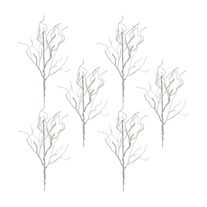 Melrose International Silver Twig Branch, Set of 6, Silver - 80280DS