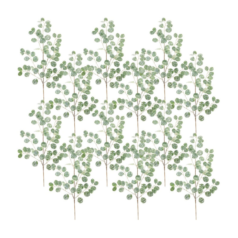 Melrose Frosted Dollar Eucalyptus Spray, Set of 12, Green/Brown/Silver - 80282DS