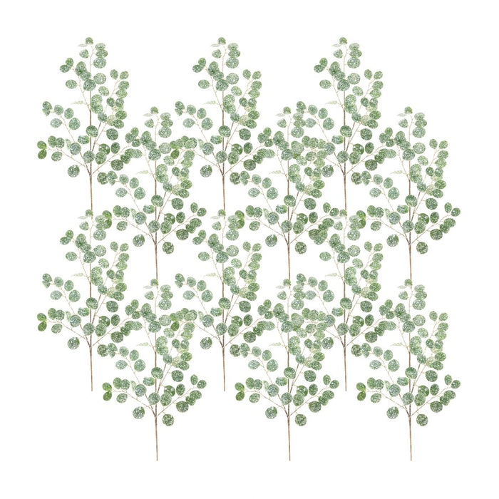 Melrose Frosted Dollar Eucalyptus Spray, Set of 12, Green/Brown/Silver - 80282DS