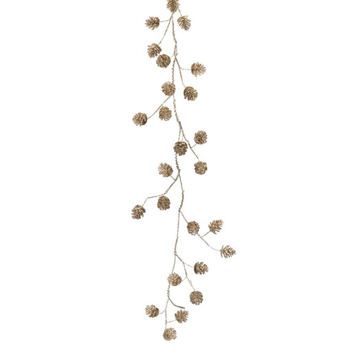 Melrose Frosted Pine Cone Twig Garland, Set of 2, Champagne