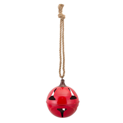 Melrose Red Metal Sleigh Bell/Jute Hanger, Set of 2, Red