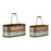 Melrose Int. Oval Metal Bucket/Handle, Set of 2, Silver/Bronze - 80459DS