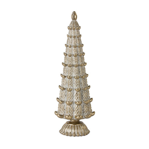 Melrose Int. Geo Holiday Tree/Gold, Set of 3, Gold/White