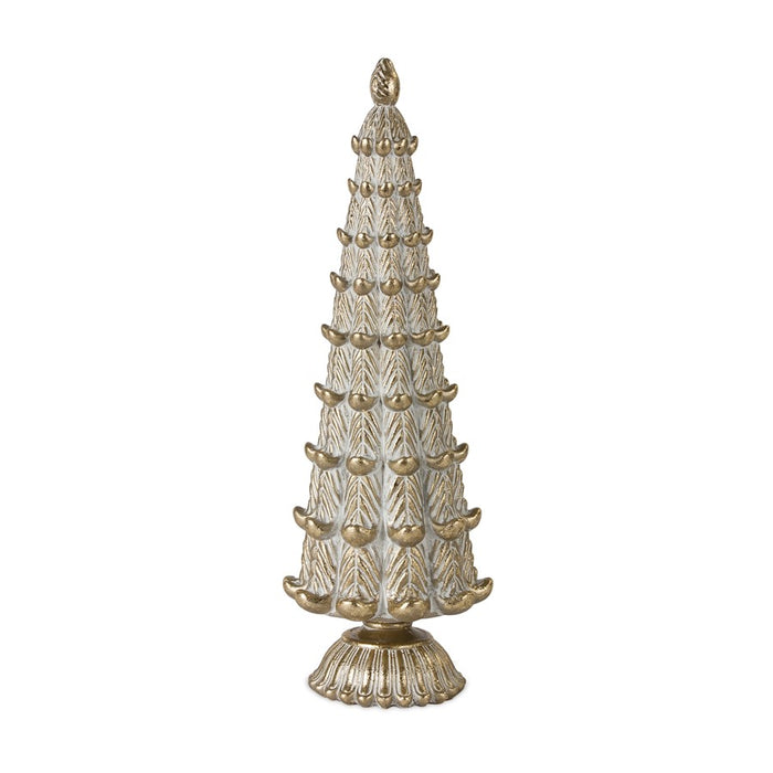 Melrose Int. Geo Holiday Tree/Gold, Set of 3, Gold/White