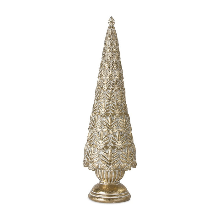 Melrose Int. Geo Holiday Tree/Gold, Set of 3, Gold/White