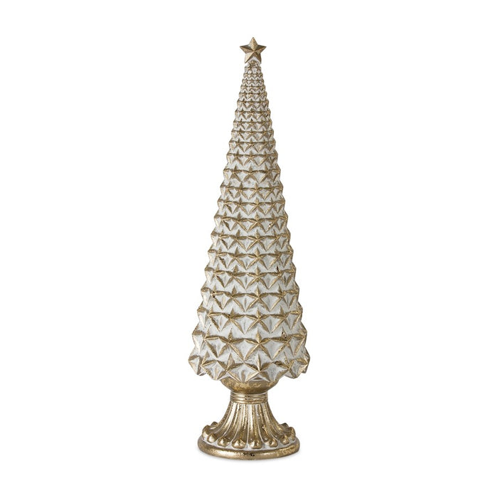 Melrose Int. Geo Holiday Tree/Gold, Set of 3, Gold/White
