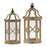 Melrose Natural Wood Hexagon Lantern/Curved Top, Set of 2, Brown/Black - 80501DS