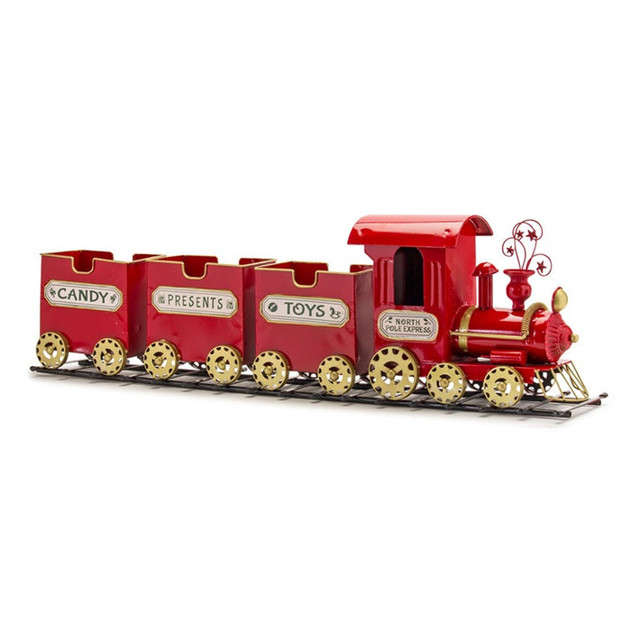 Melrose Metal Toy TRain, on Track Display 37"L, Red/Black/Gold - 80519DS
