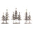Melrose Hammered Metal Deer/Trees Display, Set of 3, Silver - 80522DS