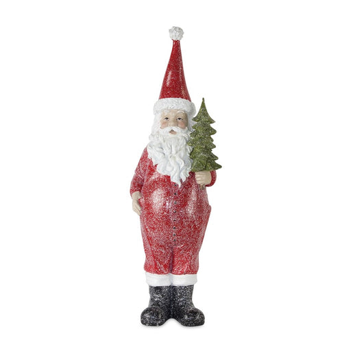 Melrose Frosted Long John Santa/Pine/List Accent, Set of 3, Red