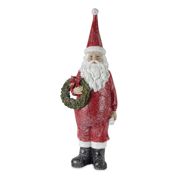 Melrose Frosted Long John Santa/Pine/List Accent, Set of 3, Red