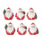 Melrose Frost Round Santa Figure/Bird/Pine Accent, Set of 6, Red/White - 80551DS