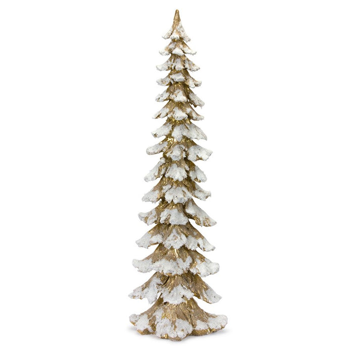 Melrose International Flocked Pine Tree 34.5"H, Gold/White - 80598DS