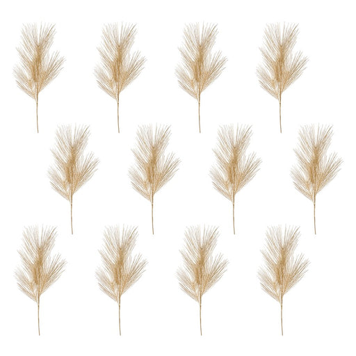 Melrose International Long Needle Pine Spray, Set of 12, Gold