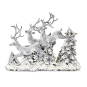 Melrose Snowy Deer/Trees Tabletop Display 16"L, Grey/White/Brown - 80723DS