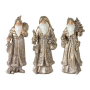 Melrose Stone Woodland Santa/Gold, Set of 3, White/Gold/Champagne - 80733DS