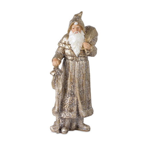 Melrose Stone Woodland Santa/Gold, Set of 3, White/Gold/Champagne