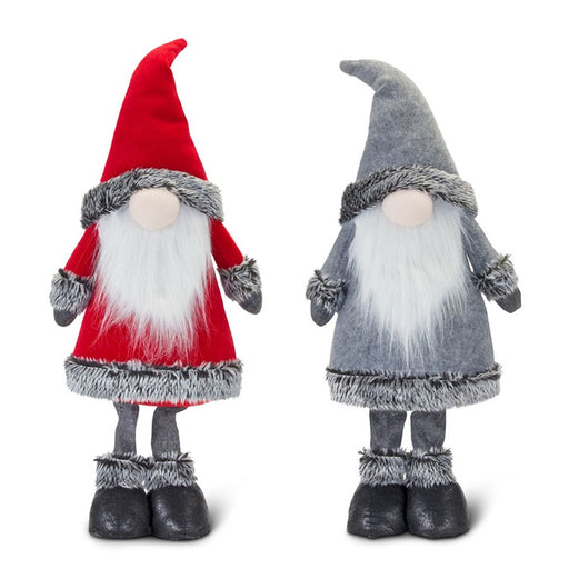 Melrose Plush Winter Gnome Shelf Sitter, Set of 2, Grey/Red/White - 80754DS