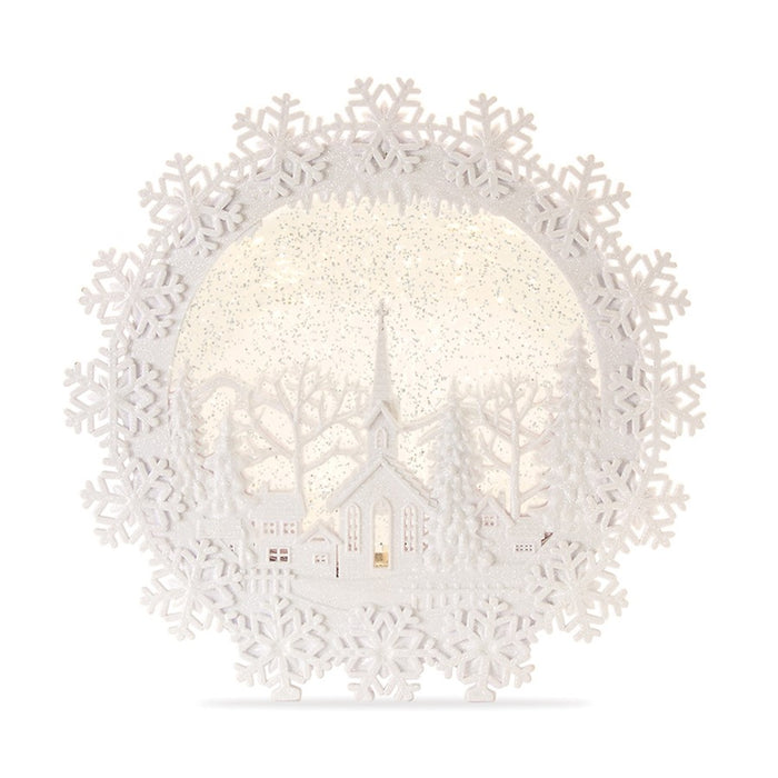 Melrose International LED Church Scene Snow Globe 12.25"H, White - 80779DS