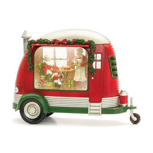 Melrose LED Snow Globe Camper/Santa/Mrs. Clause Scene 8"H, Red/Green/S - 80780DS