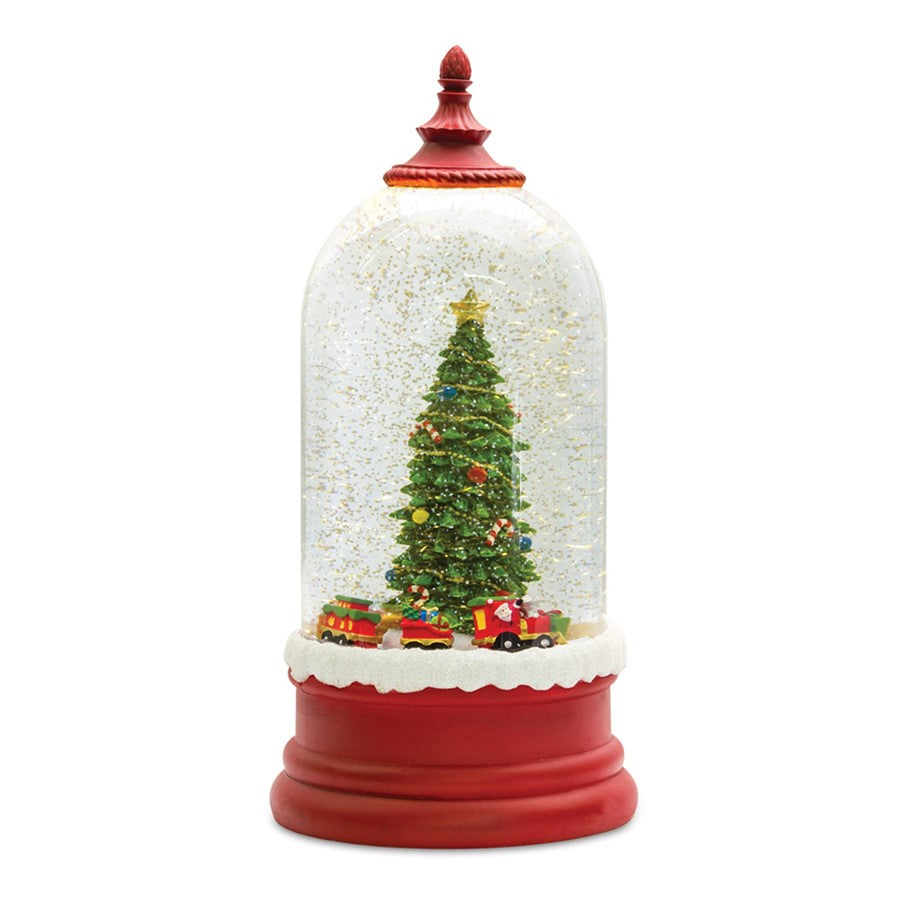 Melrose LED Snow Globe Bell Jar/Christmas Tree Scene 10.5"H, Red/White - 80782DS