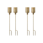 Melrose Gold Punched Metal Candle Holder Garden Stake, Set of 4 - 80827DS