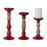 Melrose International Candle Holder/Wood Accent, Set of 3, Red/Brown - 80858DS