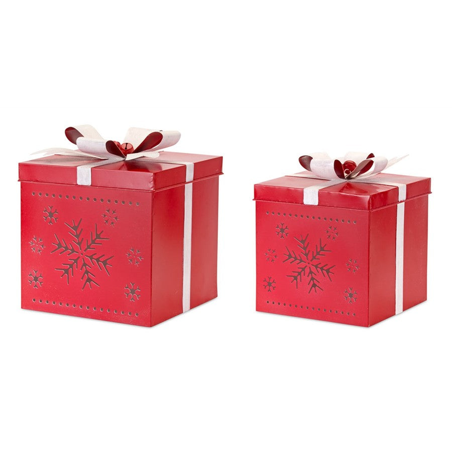 Melrose Present Decor/Nordic Snowflake Cut Out, Set of 2, Red/White - 81115DS