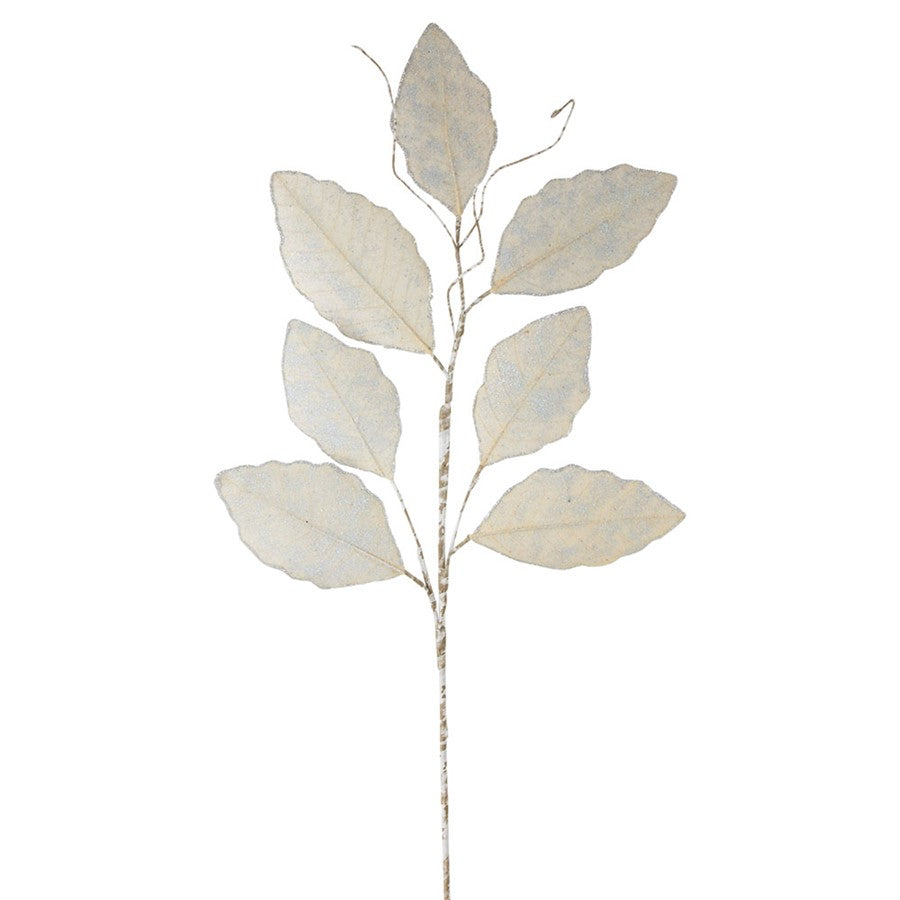 Melrose Champagne Magnolia Leaf Spray/Twig Accent, Set of 12, Silver - 81147DS