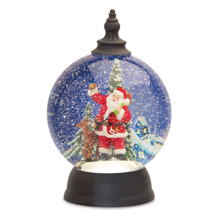 Melrose LED Snow Globe Ball/Santa/Deer Figure 9.25"D, White/Red/Green - 81293DS