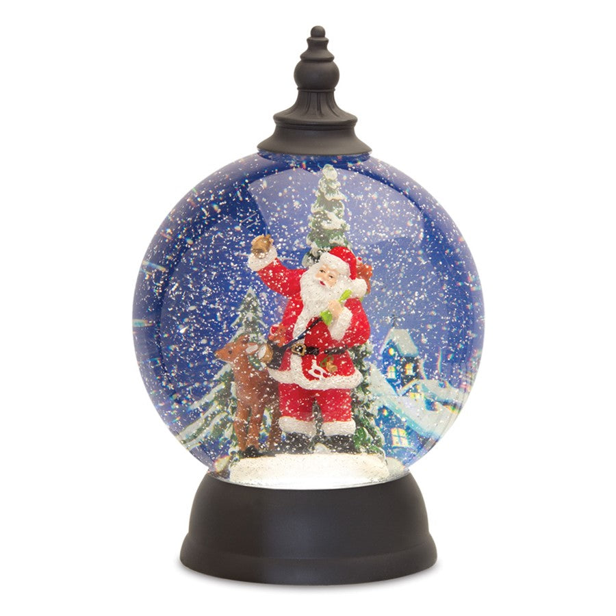 Melrose LED Snow Globe Ball/Santa/Deer Figure 9.25"D, White/Red/Green - 81293DS