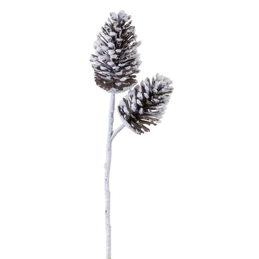 Melrose International Flocked Snowy Pine Cone Spray, Set of 6, White - 81313DS