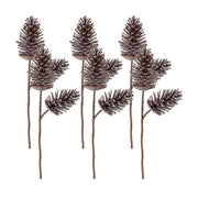 Melrose International Double Pine Cone Spray, Set of 6, Brown - 81314DS