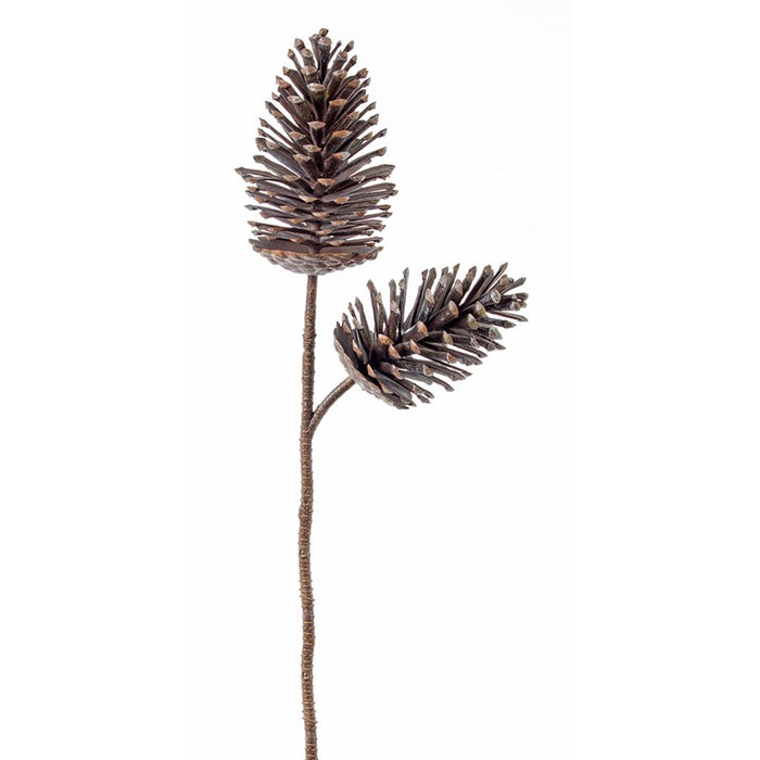 Melrose International Double Pine Cone Spray, Set of 6, Brown