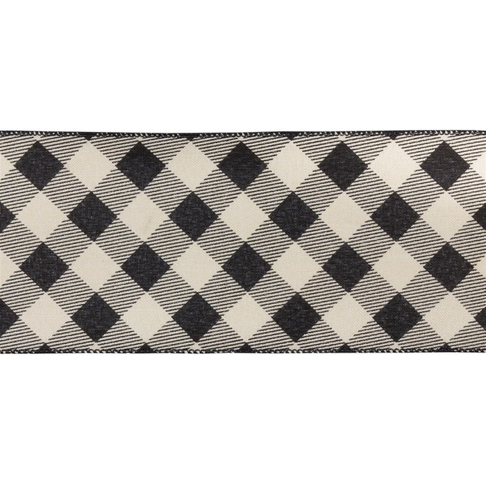 Melrose International Plaid Holiday Ribbon, Set of 2, Black/Tan - 81338DS